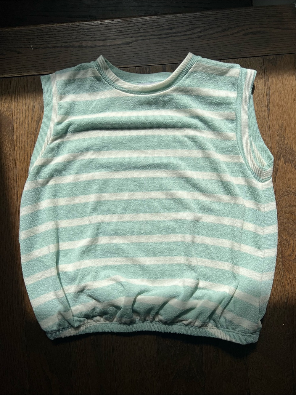 Striped Sleeveless bubble Top - Mint & White